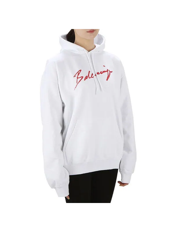 Свитер ss21 classic logo hooded long sleeves hoodie white Balenciaga — изображение 4 из 4, белый
