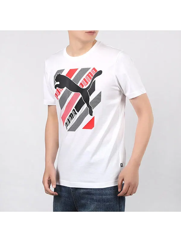 Футболка logo printing sports pullover round neck short sleeve white Puma — изображение 3 из 4, белый