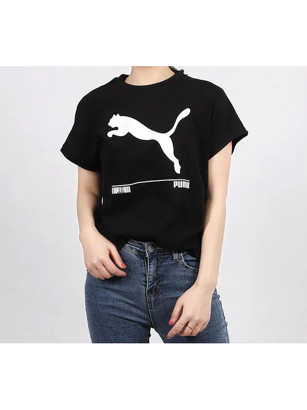 Футболка large logo short sleeve black Puma — изображение 3 из 4, черный