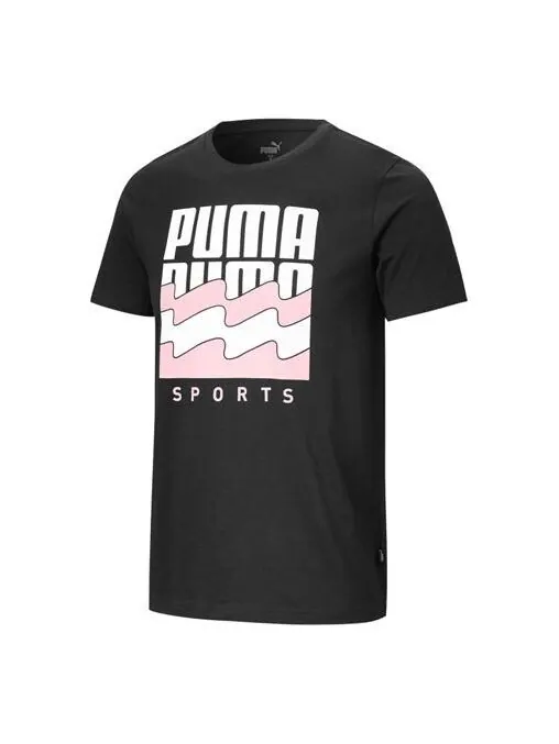 Футболка summer graphic alphabet large logo printing short sleeve black Puma — изображение 1 из 2, черный