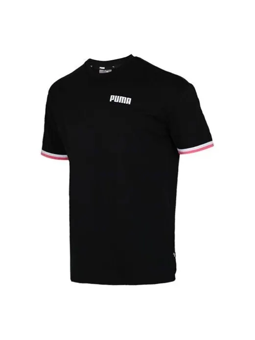 Футболка casual sports breathable round neck knit short sleeve black Puma — изображение 1 из 4, черный