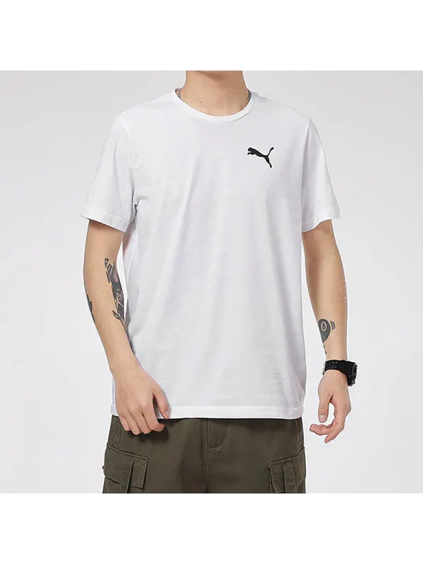 Футболка essentials logo tee 'white' Puma — изображение 3 из 4, белый/черный