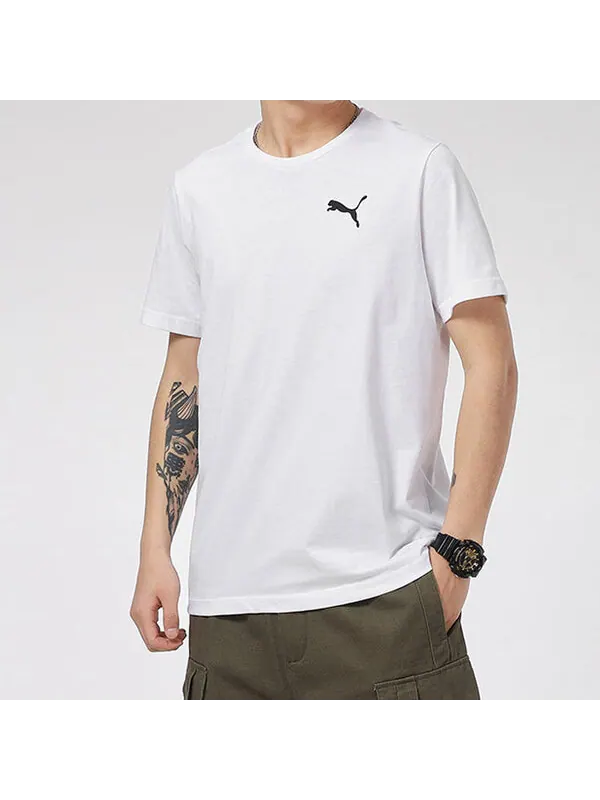 Футболка essentials logo tee 'white' Puma — изображение 4 из 4, белый/черный