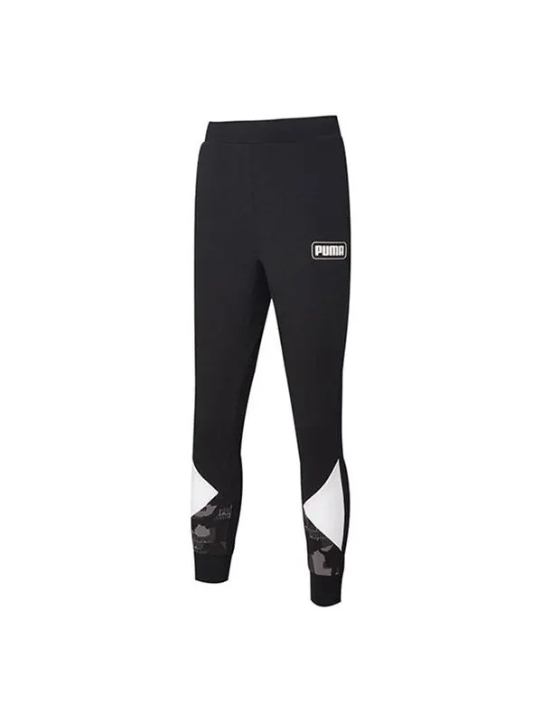 Брюки rebel camo aop sweatpants 'black' Puma — изображение 1 из 4, черный/белый