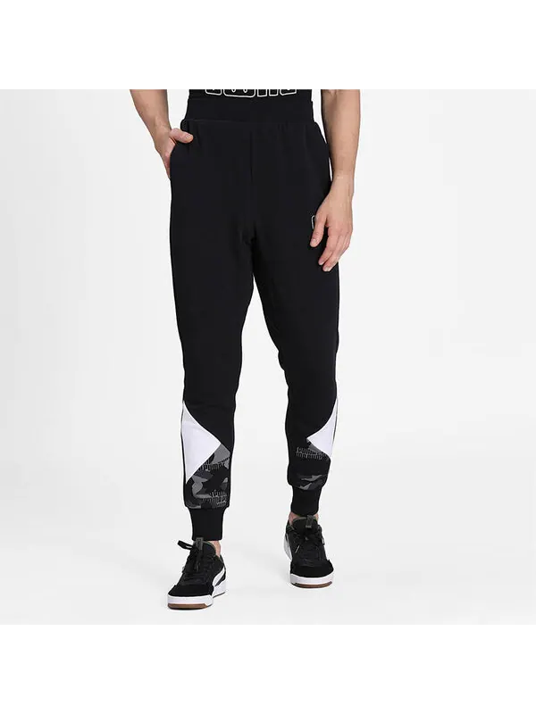 Брюки rebel camo aop sweatpants 'black' Puma — изображение 3 из 4, черный/белый
