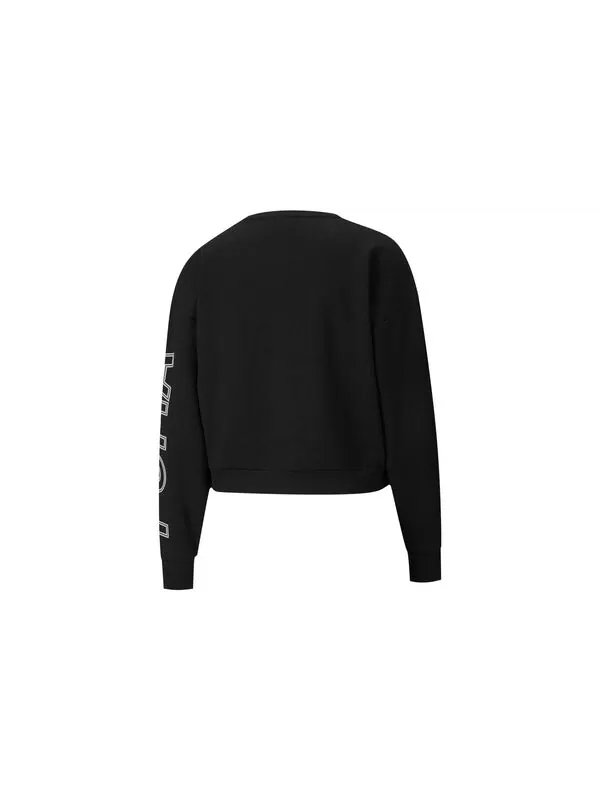 Свитер modern sports crewneck sweatshirt 'black white pink' Puma — изображение 2 из 2, черный/белый/розовый
