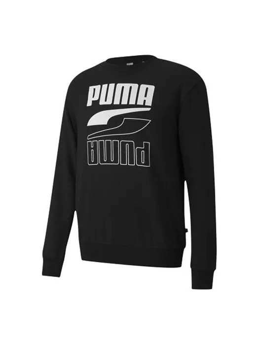 Свитер rebel long sleeve sweater 'black white' Puma