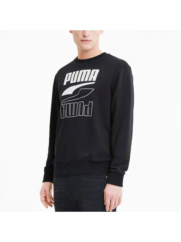 Свитер rebel long sleeve sweater 'black white' Puma — изображение 4 из 4, черный/белый