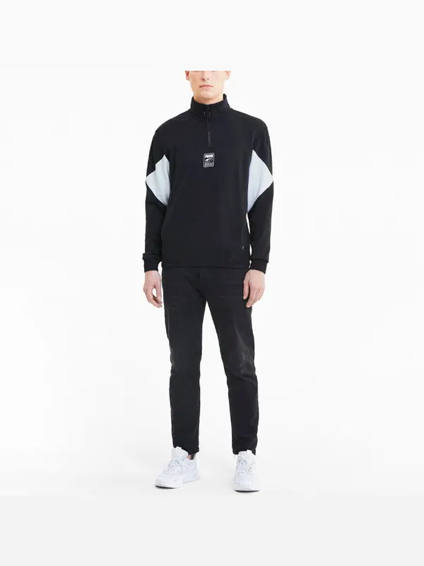 Свитер rebel half-zip tr 'black white' Puma — изображение 3 из 4, черный/белый