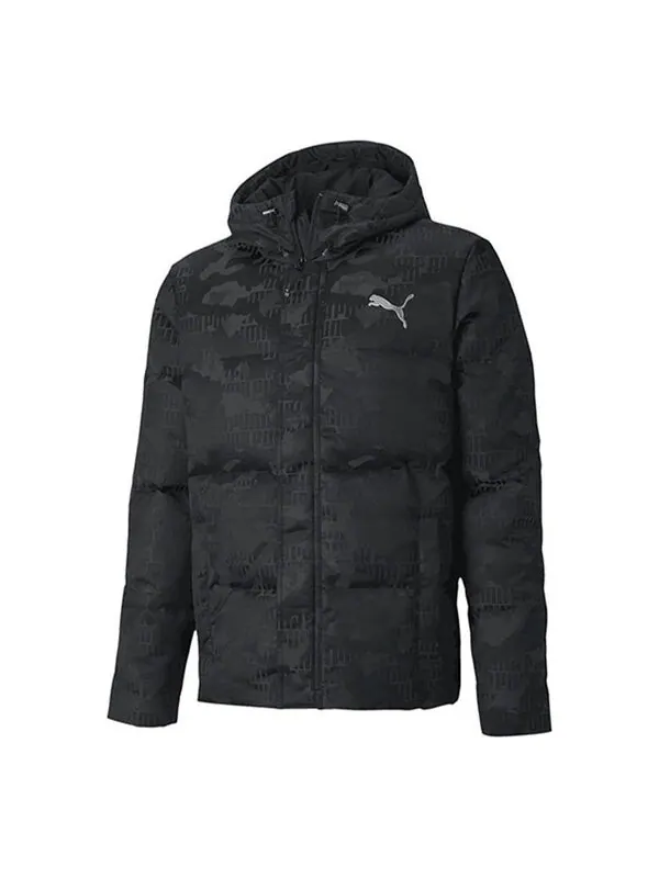 Куртка camo down jacket 'black white' Puma — изображение 1 из 4, черный/белый