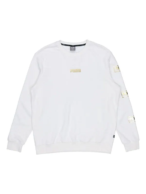 Толстовка holiday logo bronzing printing casual sports round neck pullover white Puma — изображение 1 из 2, белый