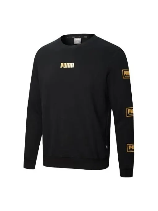 Свитер holiday pack crewneck sweatshirt 'black yellow white' Puma