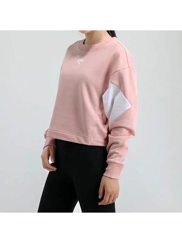Свитер rebel crew cropped training sweatshirt 'pink white' Puma — изображение 4 из 4, розовый/белый