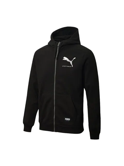 Куртка athletics hooded sports jacket black Puma — изображение 1 из 4, черный
