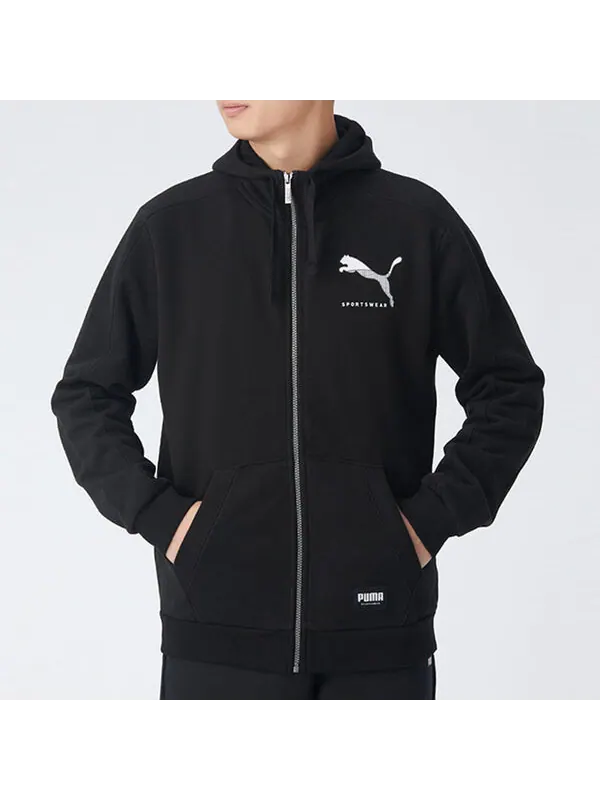 Куртка athletics hooded sports jacket black Puma — изображение 3 из 4, черный