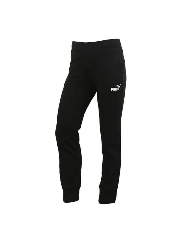 Брюки essentials sweatpants 'black white' Puma — изображение 1 из 4, черный/белый