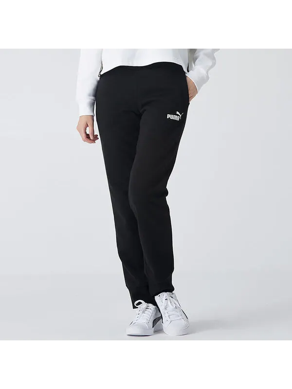 Брюки essentials sweatpants 'black white' Puma — изображение 4 из 4, черный/белый