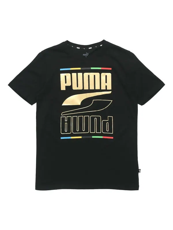 Футболка bronzing large logo printing short sleeve black Puma — изображение 1 из 4, черный