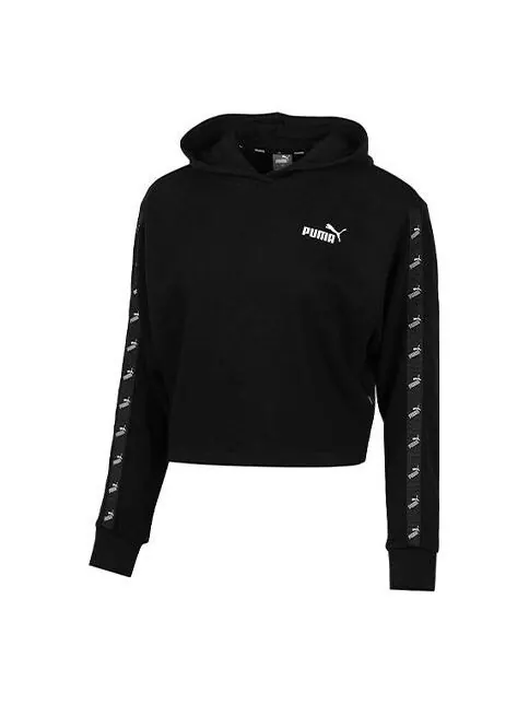 Толстовка amplified cropped tr hoodie 'black white' Puma — изображение 1 из 4, черный/белый