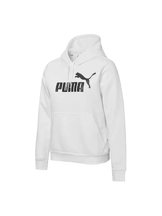 Толстовка essentials hoodie 'white black' Puma — изображение 1 из 4, белый/черный
