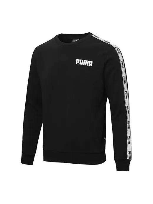 Свитер logo tape sweatshirt 'black white' Puma