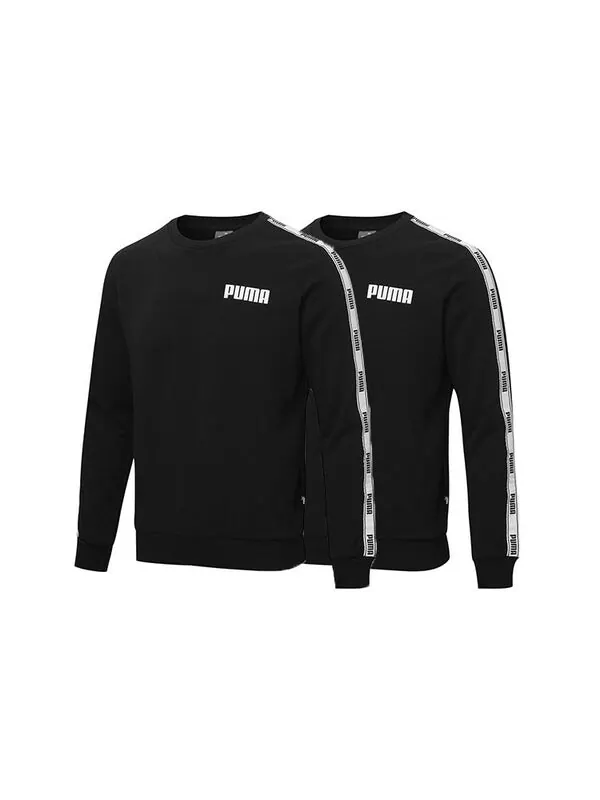 Свитер logo tape sweatshirt 'black white' Puma — изображение 3 из 3, черный/белый