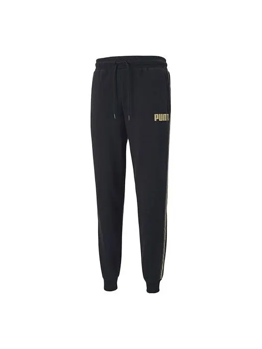 Брюки metallic nights tape logo printed knitting sports trouser men black Puma — изображение 1 из 4, черный