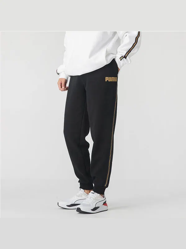 Брюки metallic nights tape logo printed knitting sports trouser men black Puma — изображение 3 из 4, черный