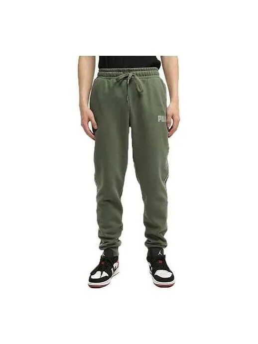 Брюки metallic nights tape sweatpants 'green white' Puma — изображение 1 из 4, зеленый/белый