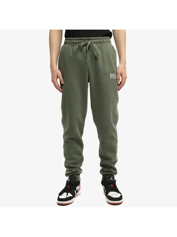 Брюки metallic nights tape sweatpants 'green white' Puma — изображение 3 из 4, зеленый/белый