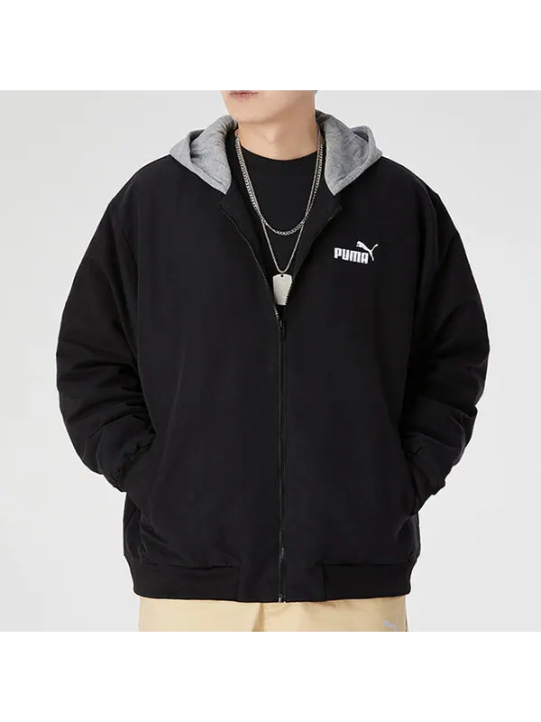 Куртка block hoodied jacket 'black white grey' Puma — изображение 3 из 4, черный/белый/серый