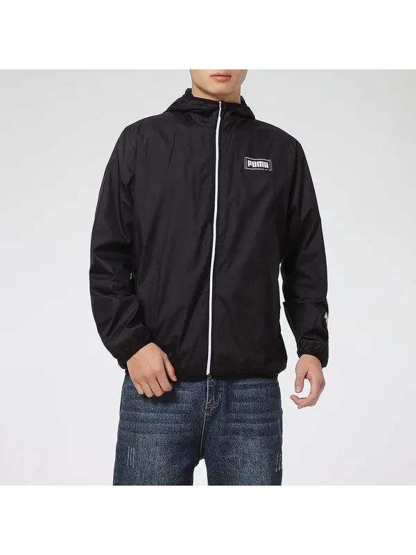 Куртка essentials rebel windbreaker jacket 'black white' Puma — изображение 2 из 4, черный/белый