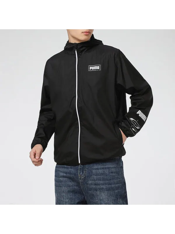 Куртка essentials rebel windbreaker jacket 'black white' Puma — изображение 4 из 4, черный/белый