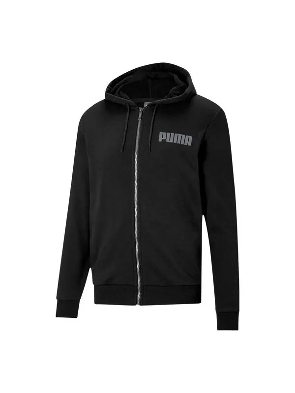 Куртка modern basics full-zip jacket 'black grey' Puma — изображение 1 из 4, черный/серый