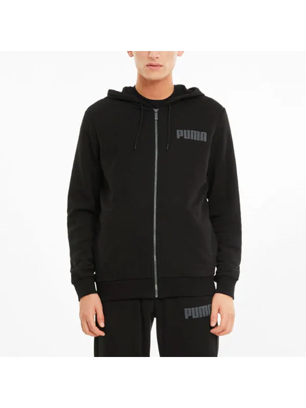 Куртка modern basics full-zip jacket 'black grey' Puma — изображение 3 из 4, черный/серый