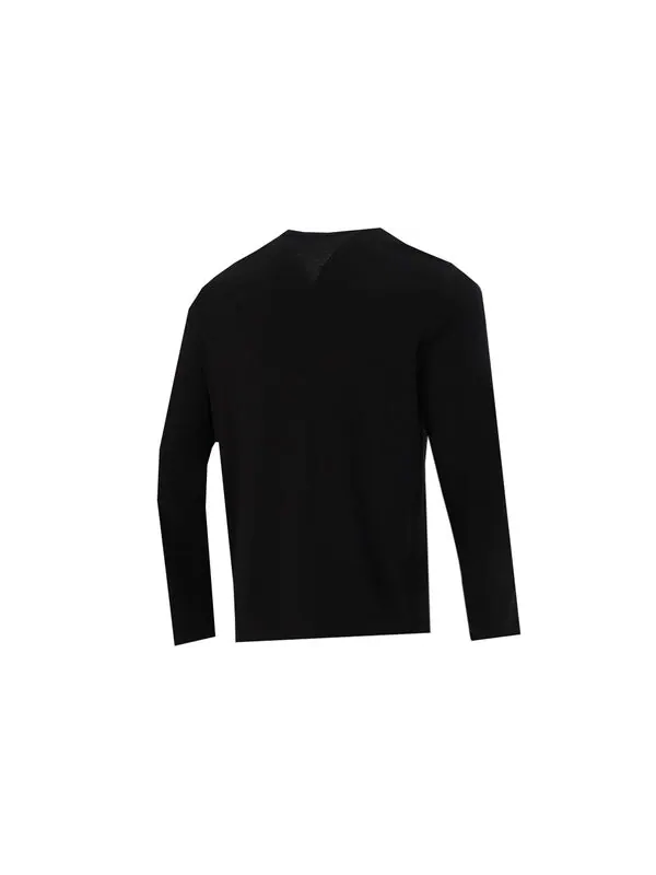 Футболка logo print training sports breathable round neck long sleeve t shirt men s black Puma — изображение 2 из 4, черный