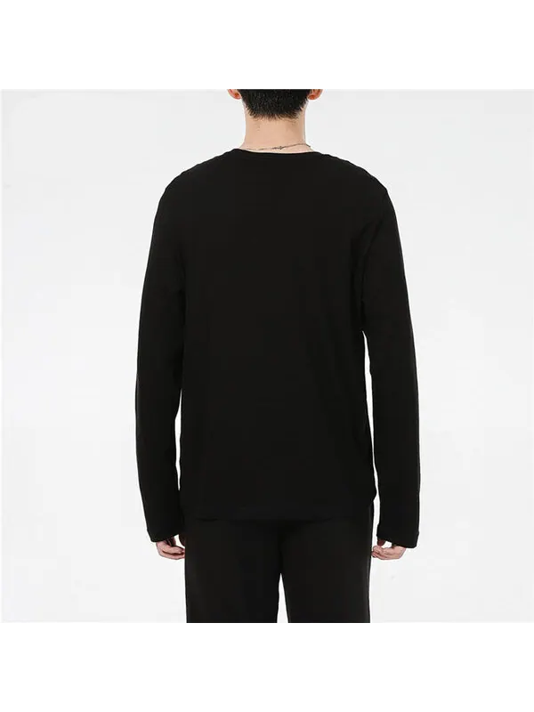 Футболка logo print training sports breathable round neck long sleeve t shirt men s black Puma — изображение 4 из 4, черный