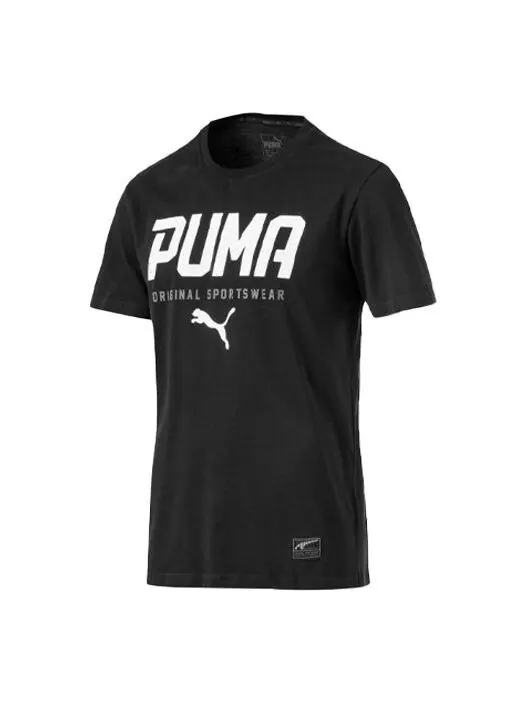 Футболка style graphic tee 'black white' Puma — изображение 1 из 2, черный/белый
