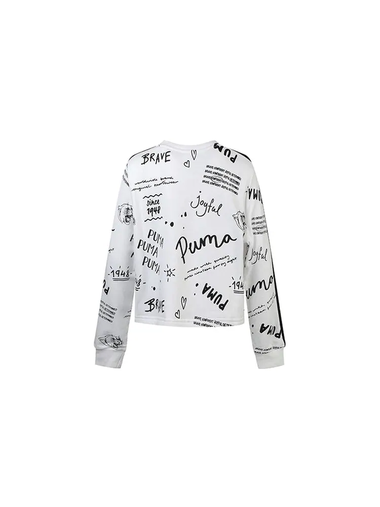 Топ (WMNS) PUMA Classics Logo Crew Aop Knit White — изображение 2 из 4, белый