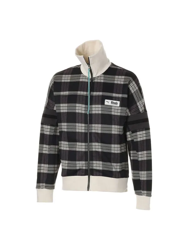 Куртка x rhude xtg aop tra multi sp wup knit jacket 'white brown' Puma — изображение 1 из 2, белый/коричневый