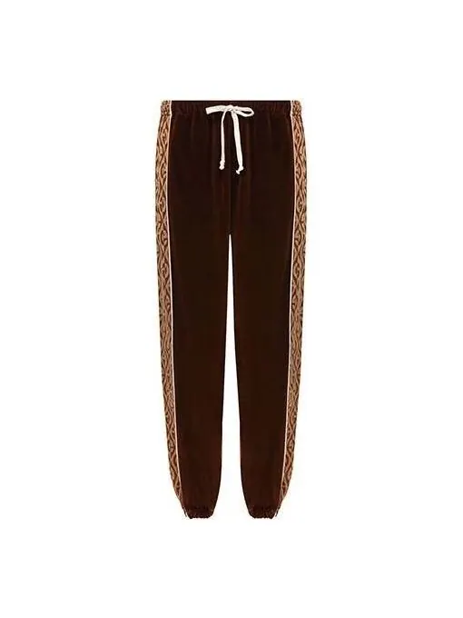 Брюки Gucci gg rhombus velvet track pants 'brown' — изображение 1 из 4, коричневый