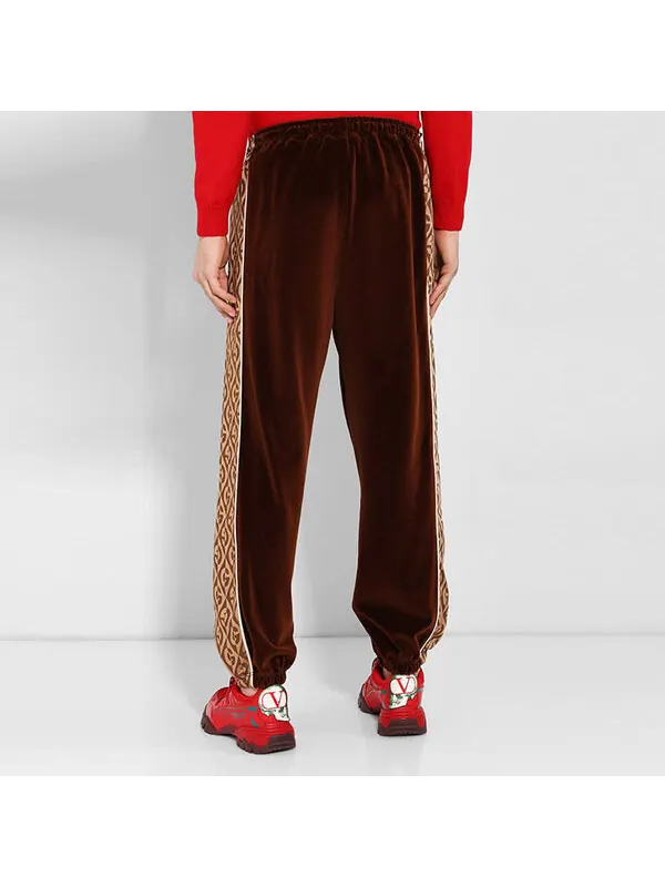 Брюки Gucci gg rhombus velvet track pants 'brown' — изображение 4 из 4, коричневый