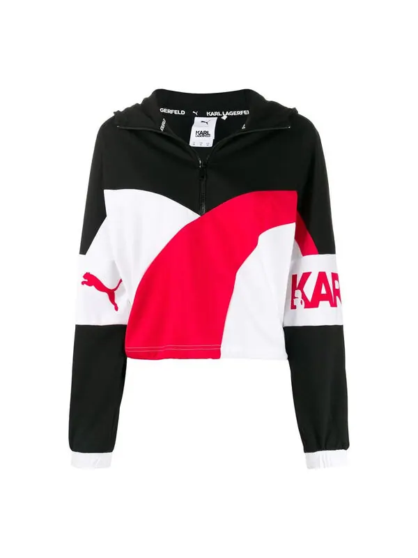 Толстовка x karl xtg half-zip hoodie 'black white red' Puma — изображение 1 из 4, черный/белый/красный