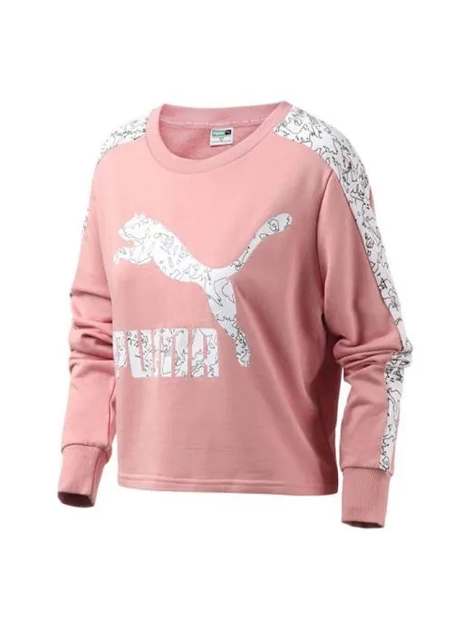 Худи (WMNS) PUMA Classics Logo Crew AOP — изображение 1 из 4, розовый