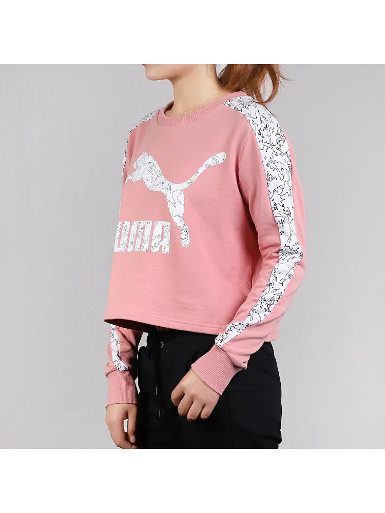 Худи (WMNS) PUMA Classics Logo Crew AOP — изображение 3 из 4, розовый
