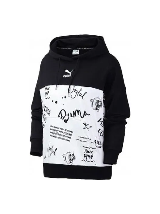 Толстовка classics aop logo printing drawstring black Puma — изображение 1 из 2, черный