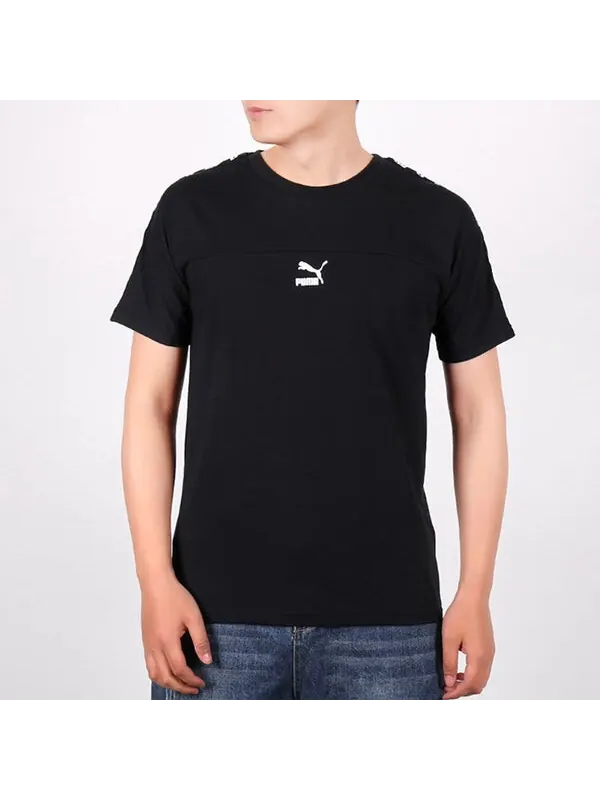 Футболка clothing t-shirt 'black white' Puma — изображение 3 из 4, черный/белый