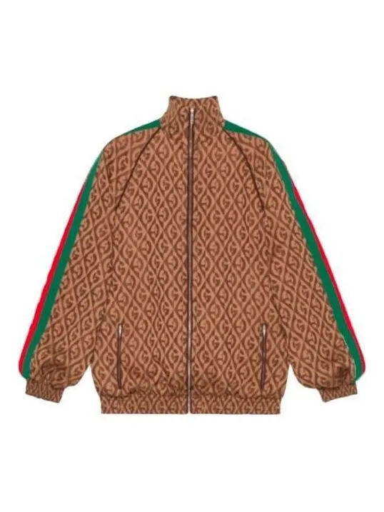 Куртка Gucci Rhombus Jacket, ромбовидный принт — изображение 1 из 4, коричневый