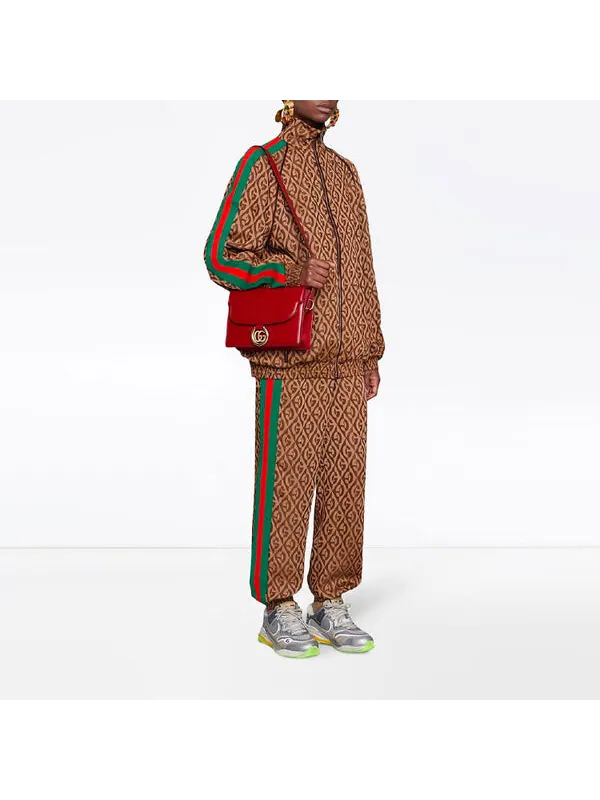 Куртка Gucci Rhombus Jacket, ромбовидный принт — изображение 2 из 4, коричневый