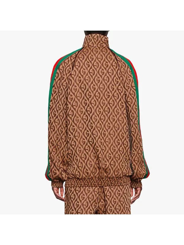 Куртка Gucci Rhombus Jacket, ромбовидный принт — изображение 4 из 4, коричневый